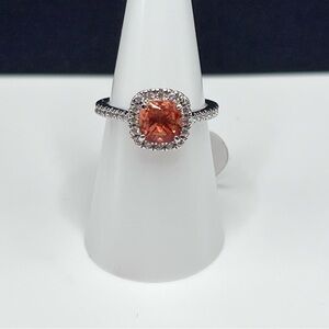 Bomb Party BP Ring Just Daydreaming Orange Quartz Rhodium Size 7